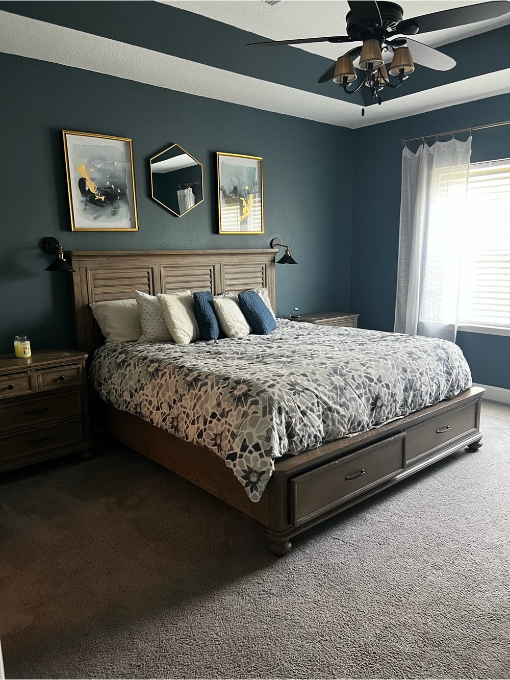 West Elm Neutral Mosaic-Print Duvet Cover in Gray and White